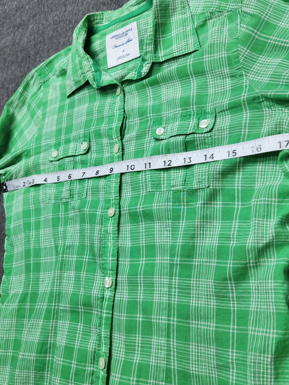 American‎ Eagle Plaid Shirt Womens 4 Green Cotton Button Up - Picture 3 of 7